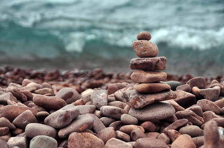 cairn on shoreline